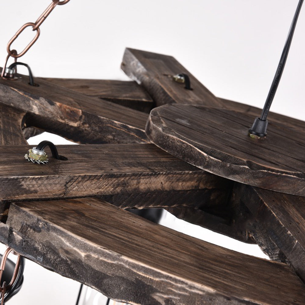 Austin Ruder Pendelleuchte, Metall & Holz, 8-flammig - Lumpaz