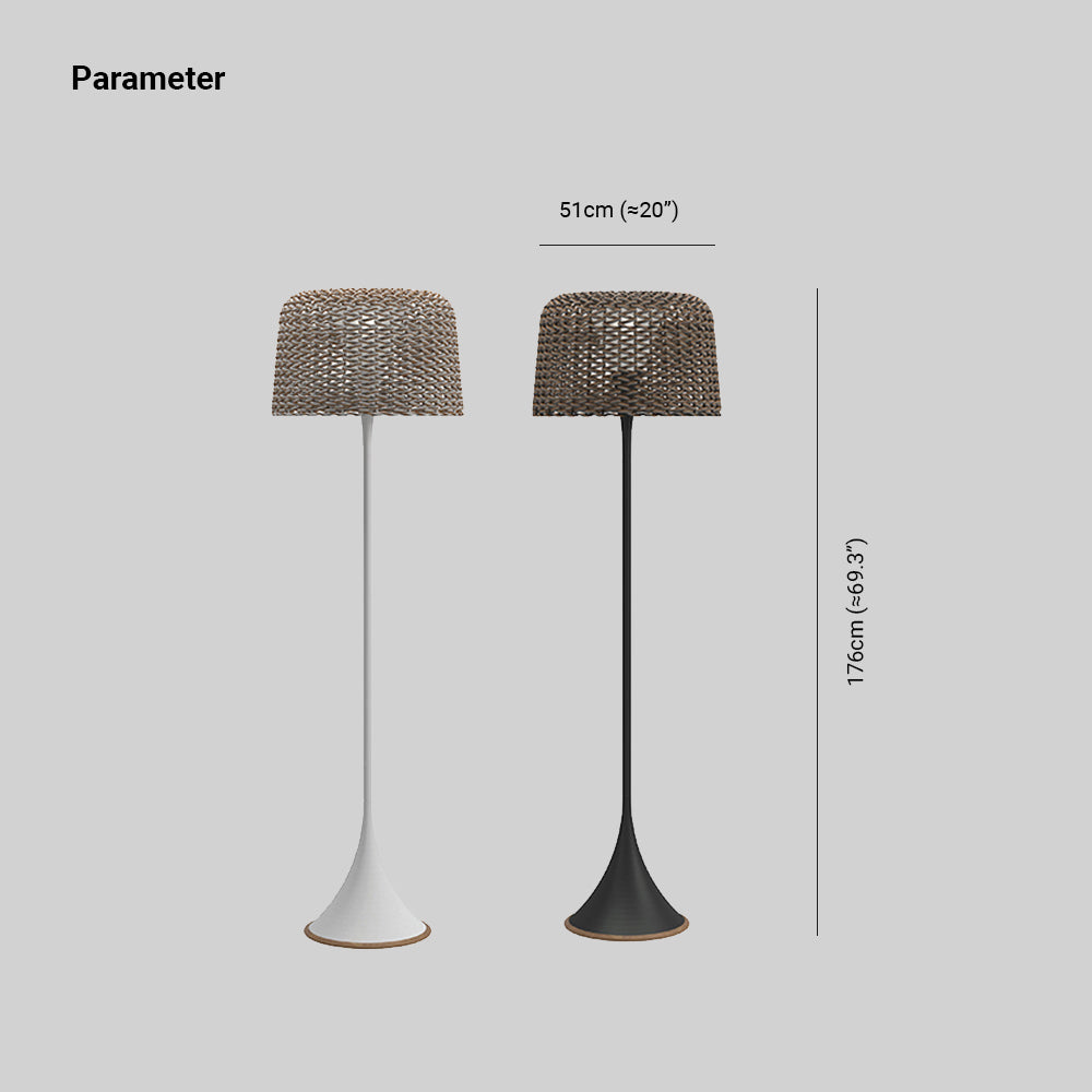 Ritta Wasserdichte Stehlampe für draußen 2 Farben, Rattan - Lumpaz