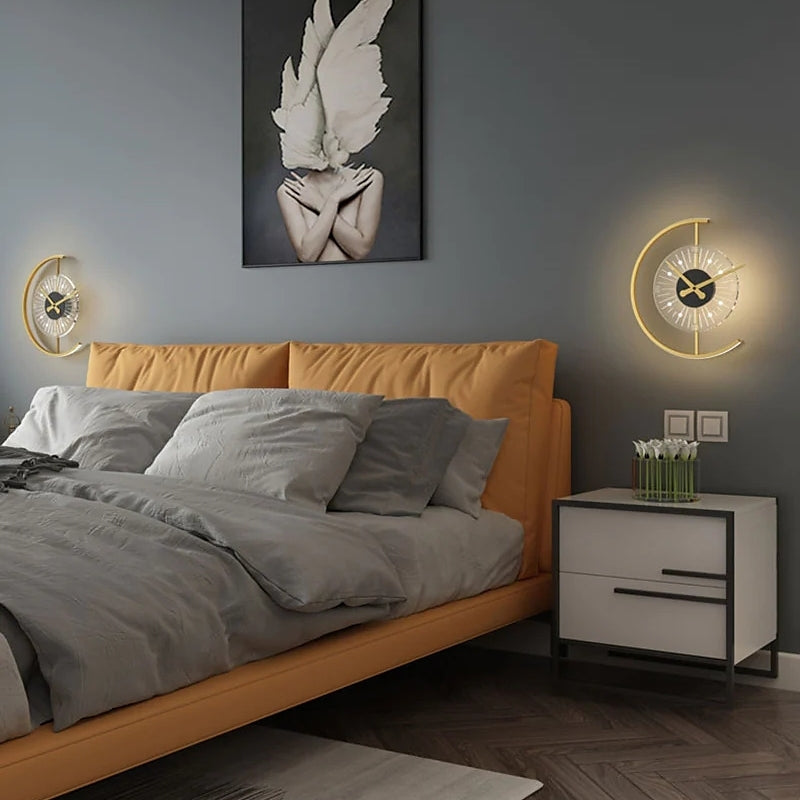 Nilsen Kreatives Uhrendesign Moderne Wandleuchte Wandleuchte für Schlafzimmer - Lumpaz