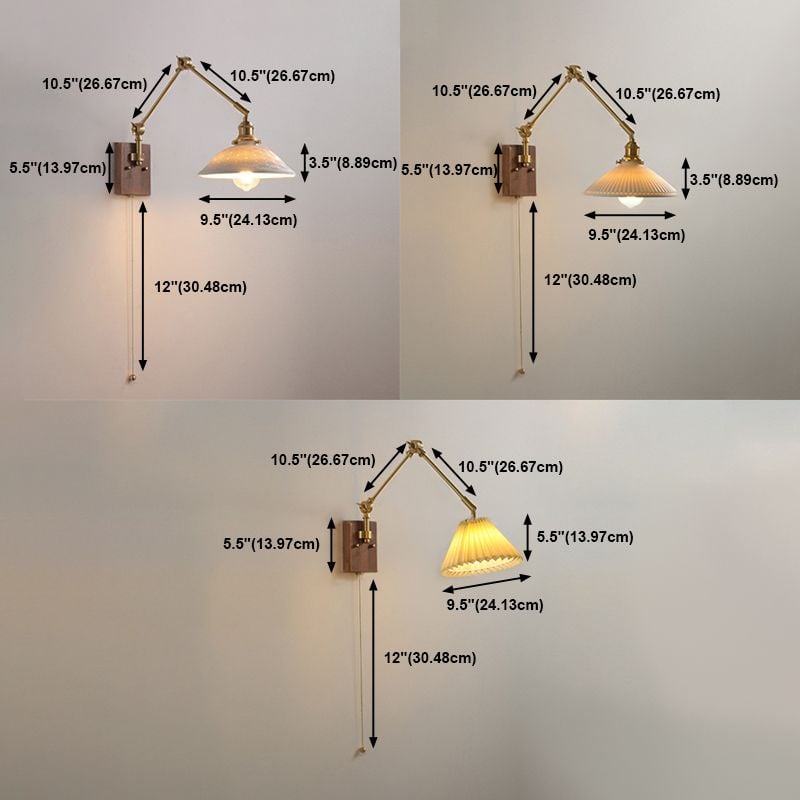 Ozawa Verstellbare Wandleuchte mit Falten, Metall & Holz, 11 Stile - Lumpaz
