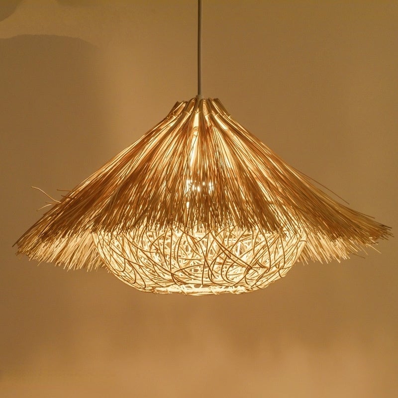 Muto Boho Handgeflochtene Pendelleuchte aus Rattan für Esszimmer - Lumpaz