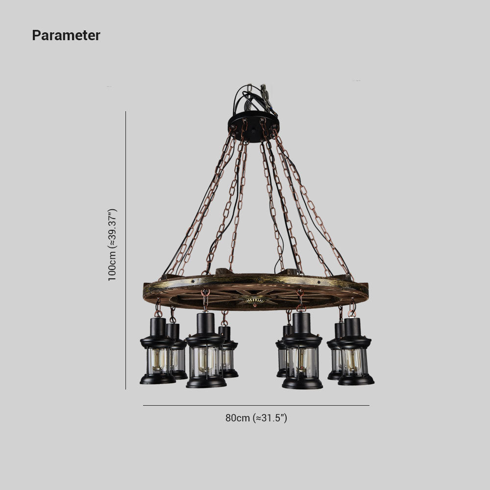 Austin Ruder Pendelleuchte, Metall & Holz, 8-flammig - Lumpaz