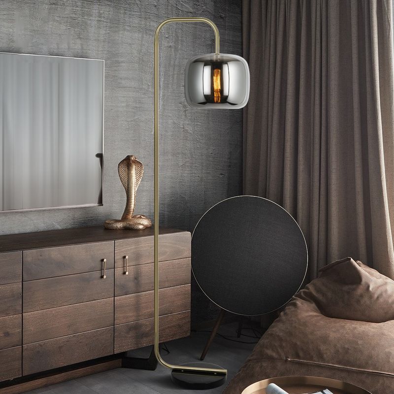 Hailie Rauchgrau Stehlampe, Metall & Glas, 160CM Lang - Lumpaz