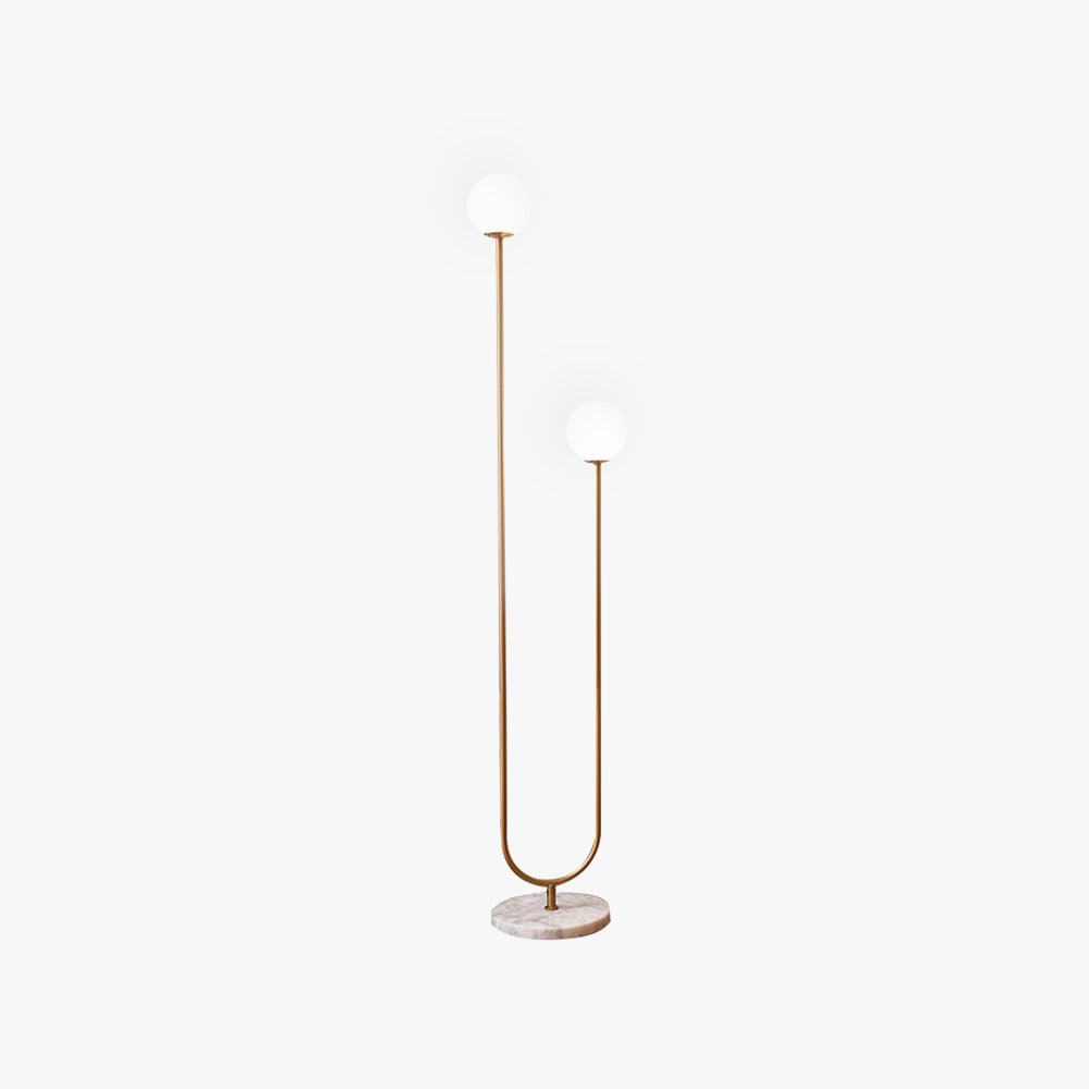 Valentina U-förmige Stehlampe, Messing & Glas, 165CM Lang - Lumpaz