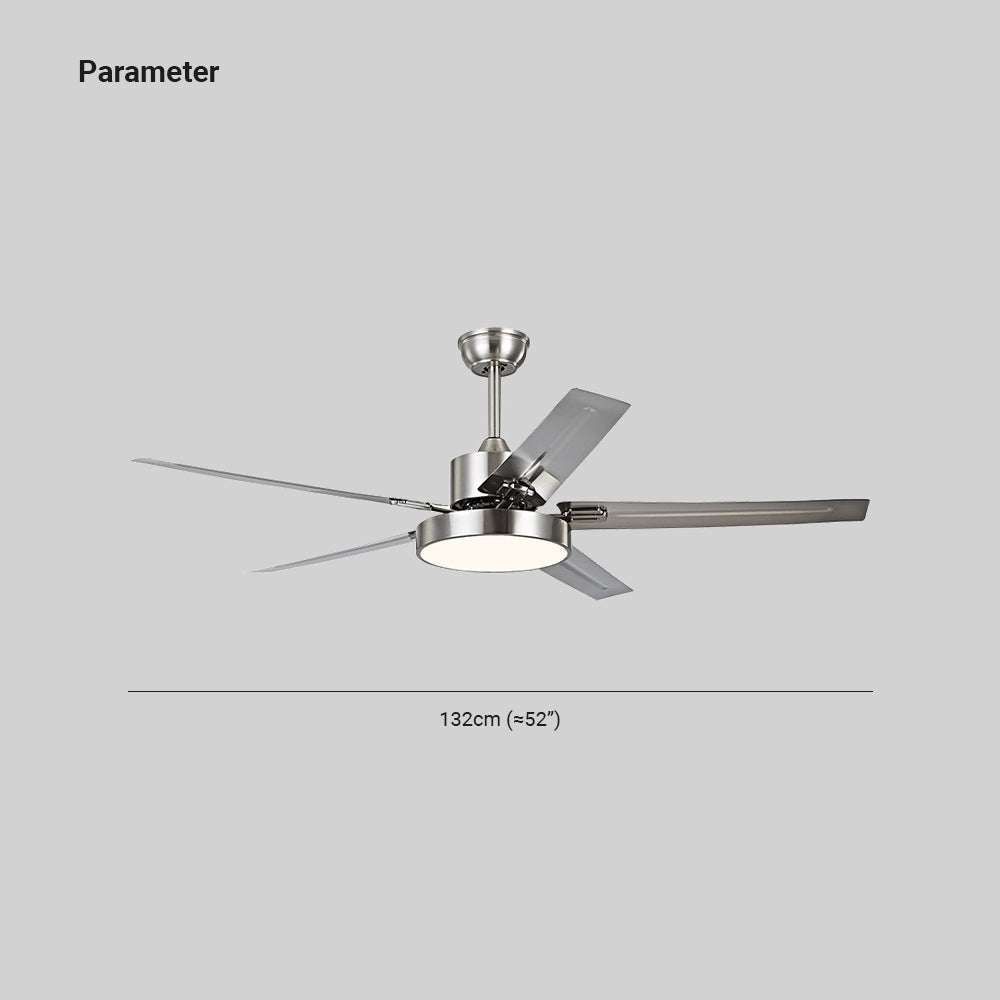 Haydn 5-Blatt Silberner Deckenventilator mit Beleuchtung, Metall & ABS, ∅132CM - Lumpaz