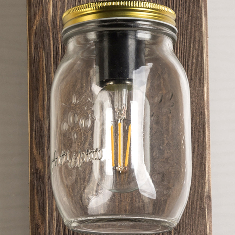 Austin Glas Wandleuchte, Metall & Holz - Lumpaz