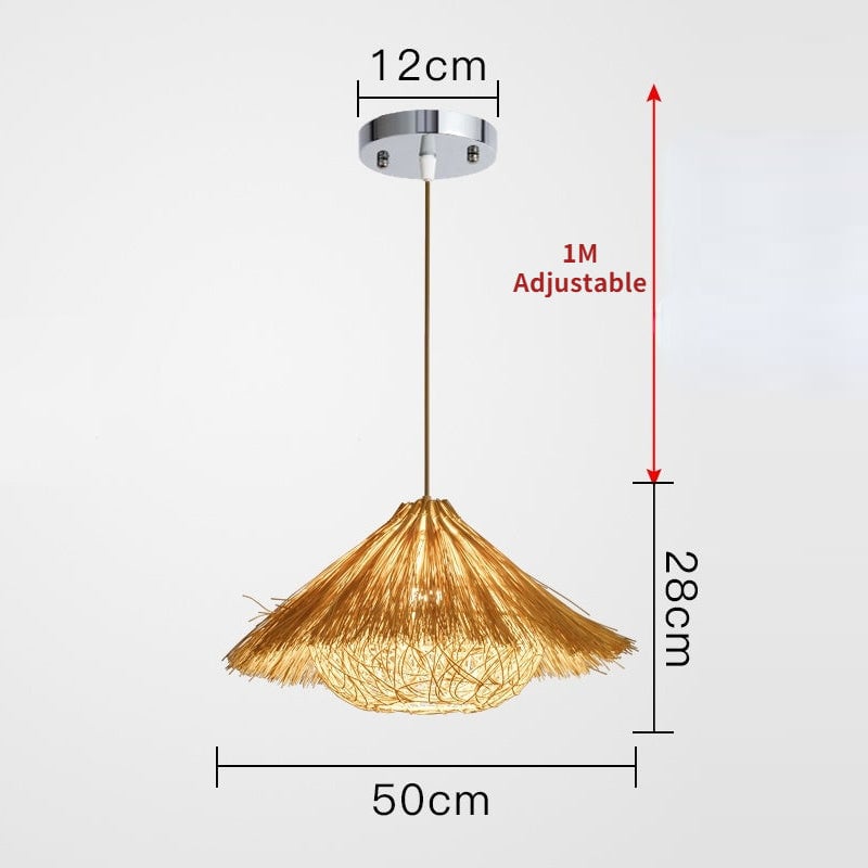 Muto Boho Handgeflochtene Pendelleuchte aus Rattan für Esszimmer - Lumpaz