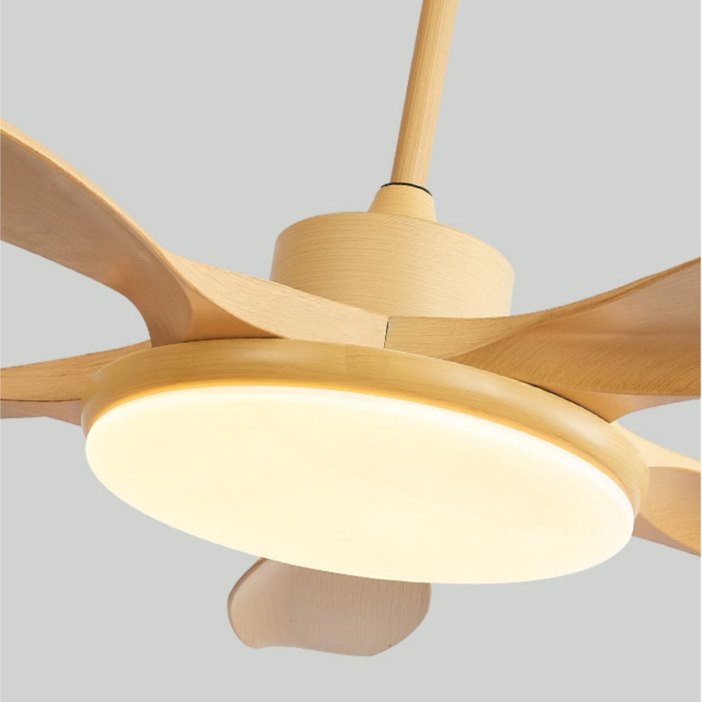 Ozawa 5 Blätter Holz Deckenventilator mit Beleuchtung, 4 Farben, ∅120/130/150CM - Lumpaz