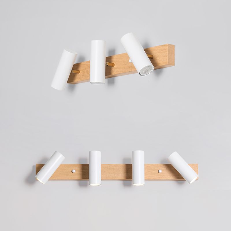 Freja Zylinder Schwarz-Weiß Spiegelfront Eitelkeit Wandleuchte, 3/4-flammig, 56/75CM Lang - Lumpaz