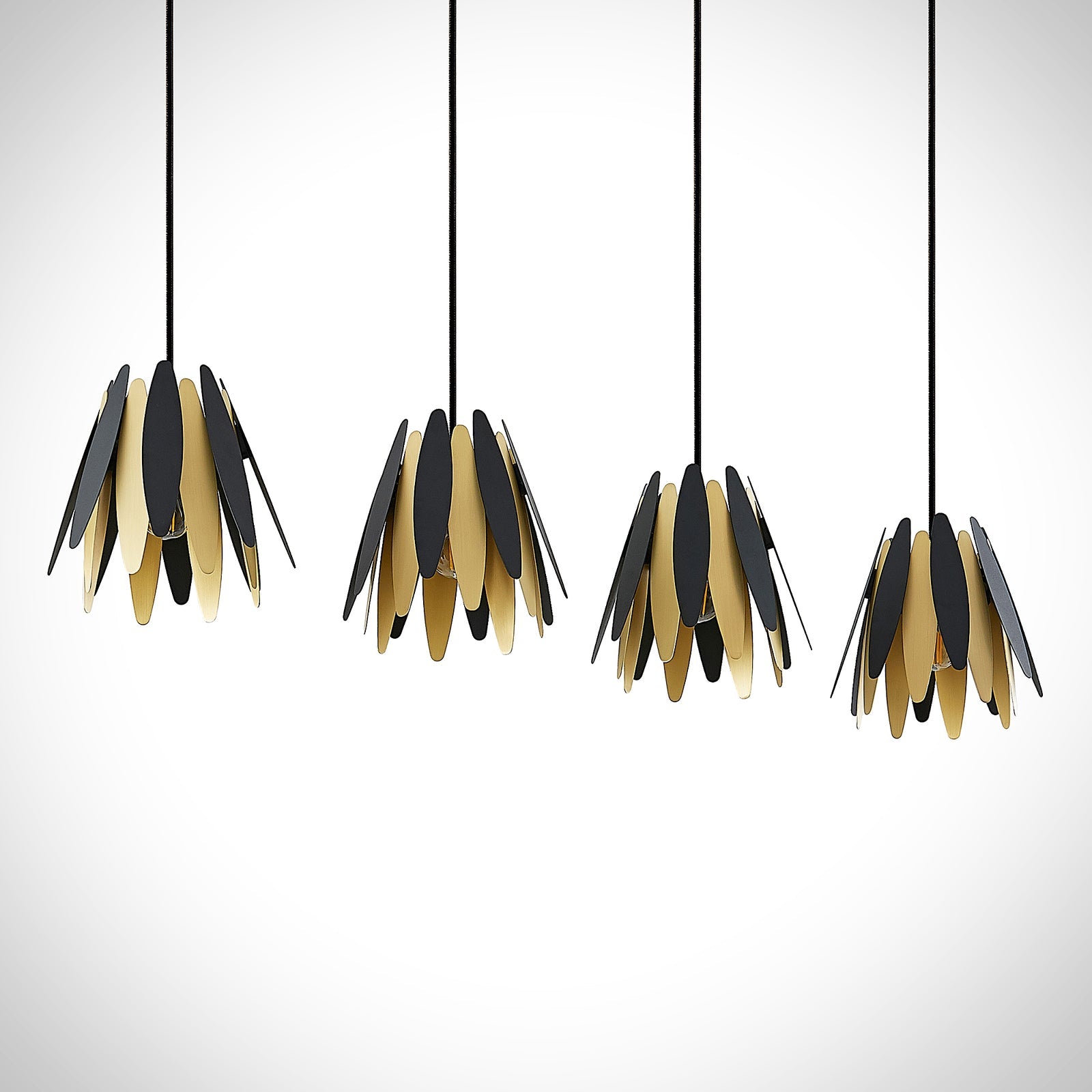 Nazifa Schwarz & Gold Cluster Pendelleuchte, 1/4-flammig - Lumpaz