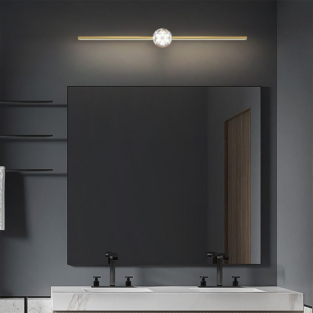 Kristy Linear Spiegelfront Waschtisch-Wandleuchte, Metall & Kristall, 60/80/100CM Lang - Lumpaz