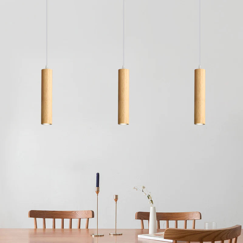 Moderne Einfache LED Pendelleuchte aus Holz für Esszimmer, Restaurant - Lumpaz