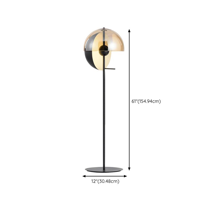 Salgado Geometrische Schwarze & Bernsteine Stehleuchte, Metall & Glas, 155CM Lang - Lumpaz