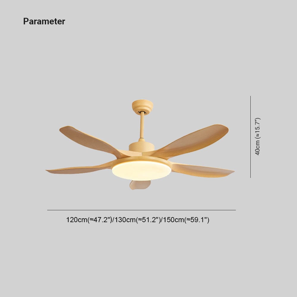 Ozawa 5 Blätter Holz Deckenventilator mit Beleuchtung, 4 Farben, ∅120/130/150CM - Lumpaz
