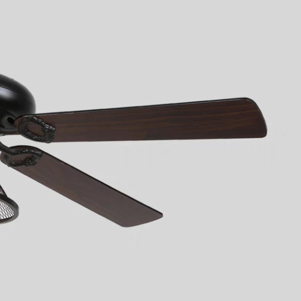 Alessio Industrial 5-Blatt Deckenventilator mit Beleuchtung, Schwarz, 4 Stil, ∅107CM - Lumpaz