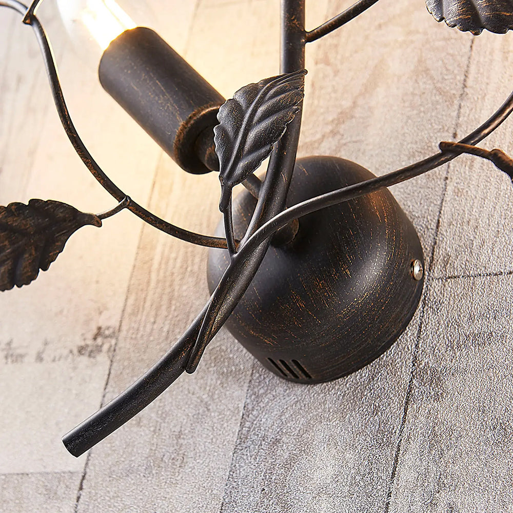 Olivia Schwarzes Blatt Wandleuchte, Metall - Lumpaz
