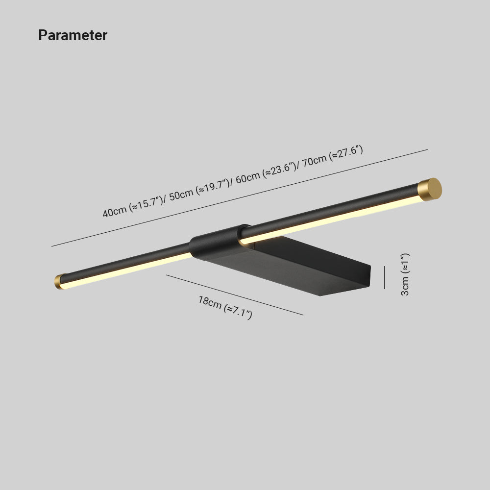 Edge Spiegelfront Waschtisch-Wandleuchte, Schwarz & Gold, L 40/50/60/70CM - Lumpaz