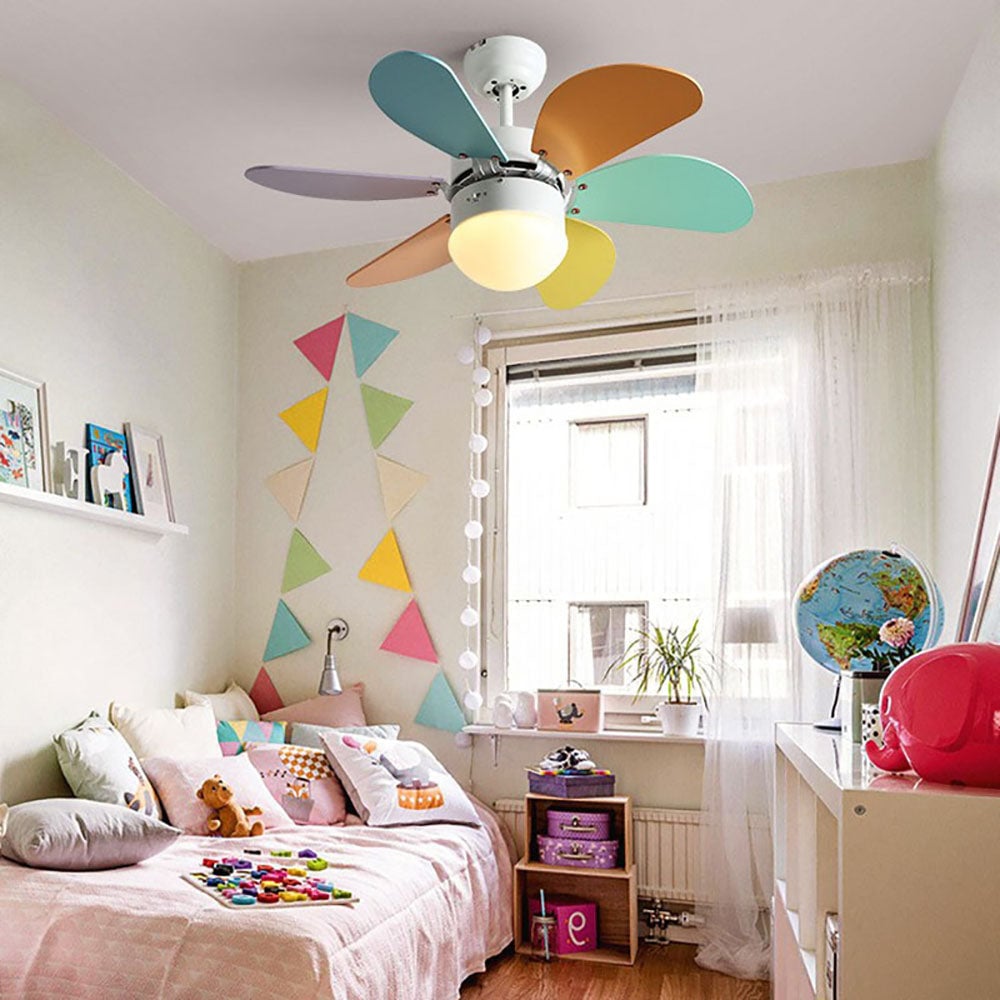 Morandi 5-Blätter Runder Deckenventilator, Metall & Holz, ∅90CM - Lumpaz