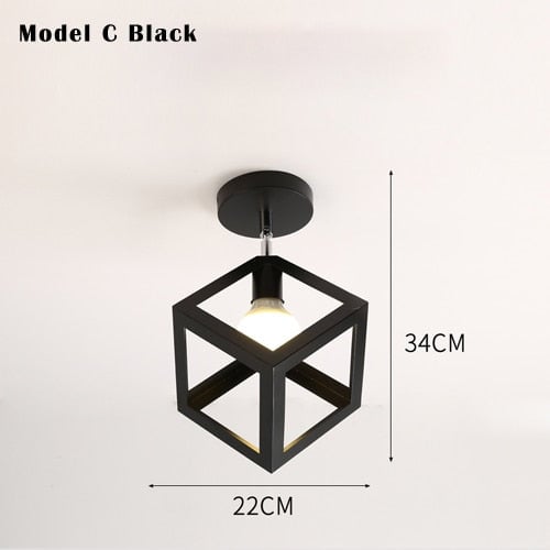 Vintage Deckenlampe E27 Schwarz/Weiß Verstellrichtung LED Deckenleuchten - Lumpaz