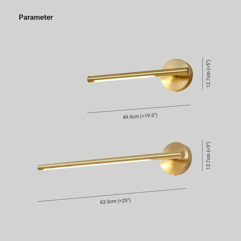Edge Linear Spiegel Eitelkeit Wandleuchte, Messing, 50/64CM Lang - Lumpaz