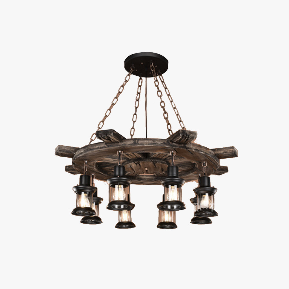 Austin Ruder Pendelleuchte, Metall & Holz, 8-flammig - Lumpaz