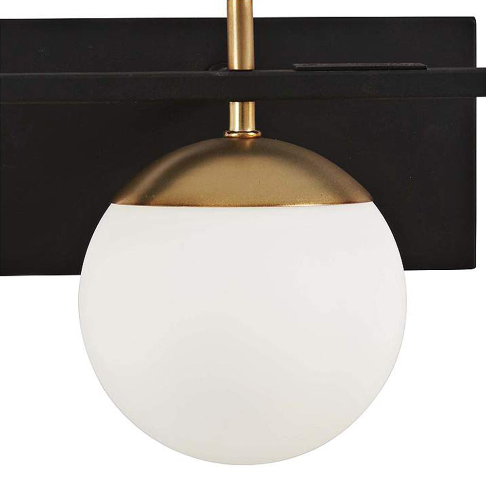 Valentina Schwarz & Gold Spiegelfront Waschtisch-Wandleuchte, 3-flammig, 60CM Lang - Lumpaz