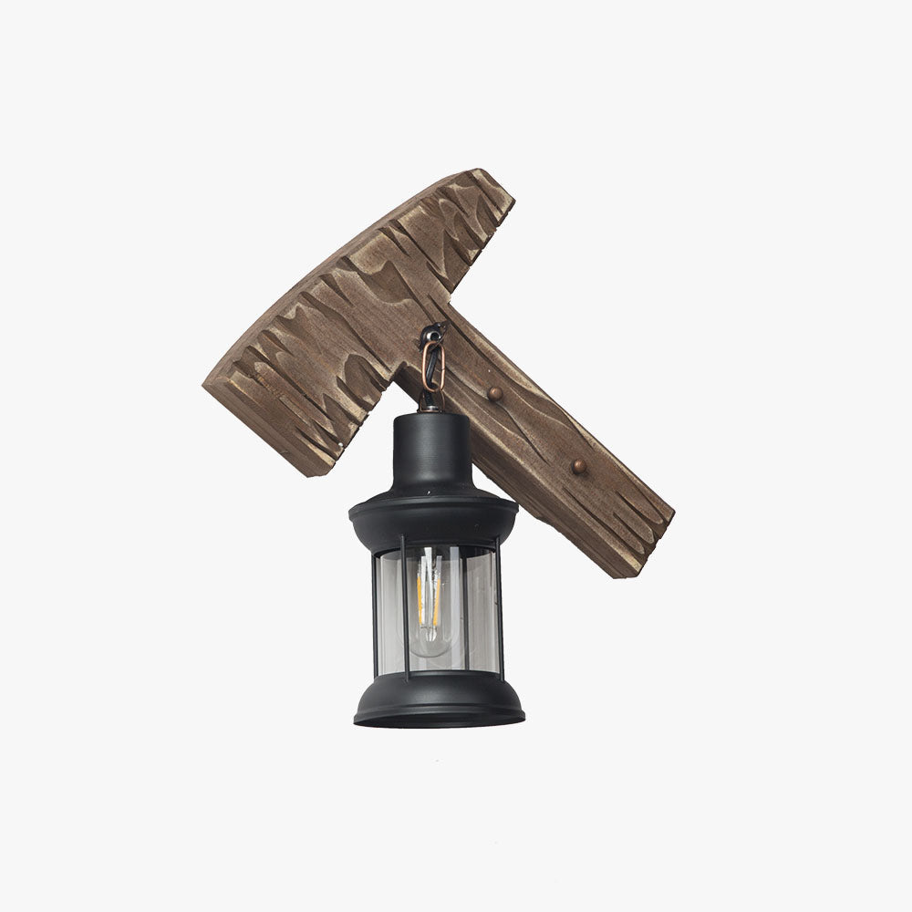 Austin Hammer Laterne Wandleuchte, Holz & Metall - Lumpaz