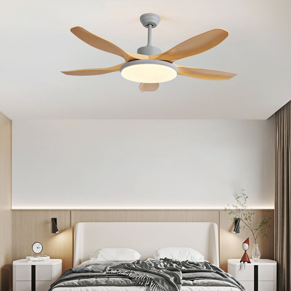 Ozawa 5 Blätter Holz Deckenventilator mit Beleuchtung, 4 Farben, ∅120/130/150CM - Lumpaz