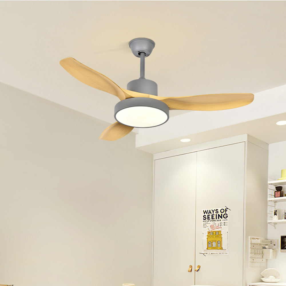 Ozawa 3 Blätter Holz Elementar Deckenventilator mit Beleuchtung, 3 Farben, ∅100/120/140CM - Lumpaz