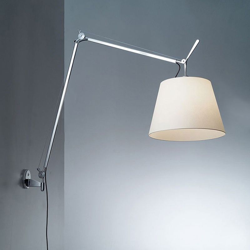 Brady Silberne Verstellbare Wandleuchte, Metall & Textil - Lumpaz