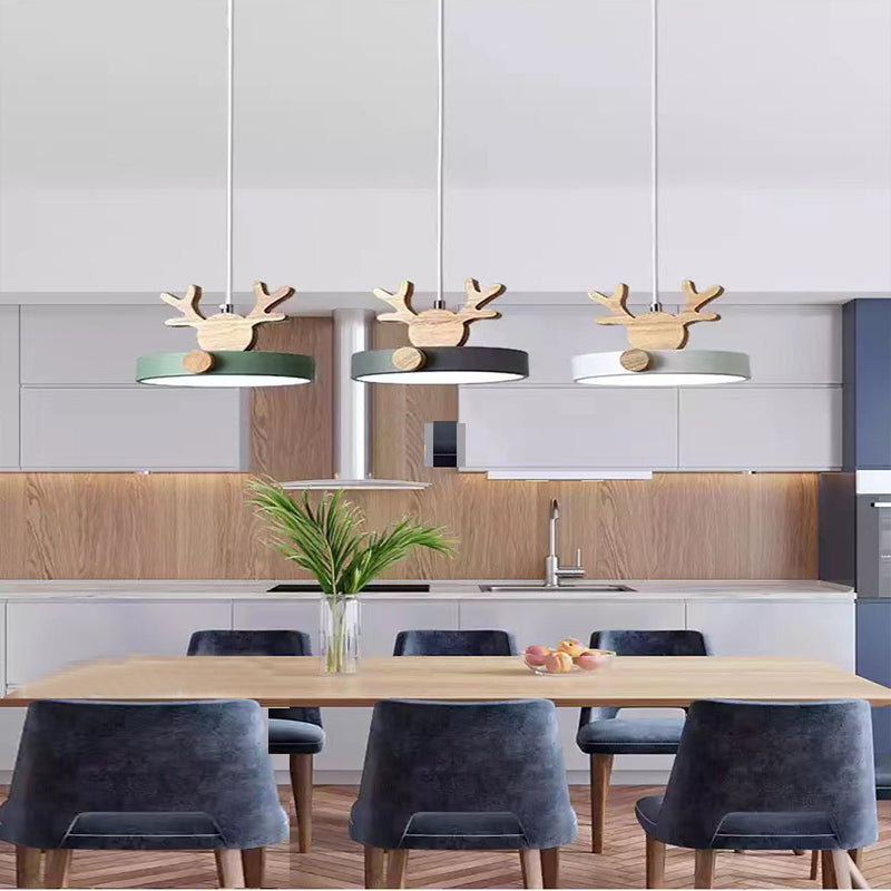 Morandi Holz LED Kronleuchter Hirschgeweih Pendelleuchte - Lumpaz