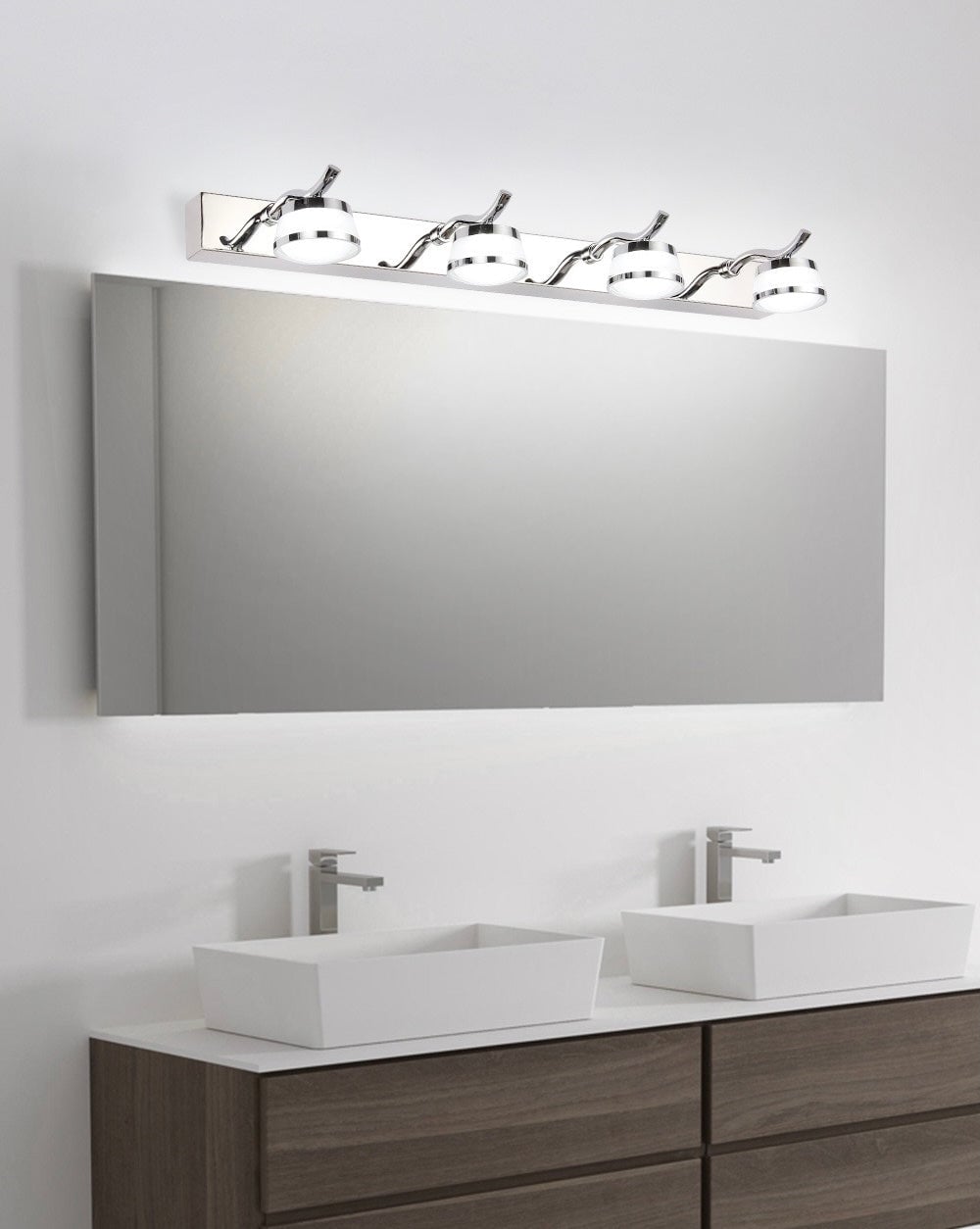 Leigh Rostfreier Stahl Spiegelfront Waschtisch-Wandleuchte, 1/2/3/4-flammig - Lumpaz