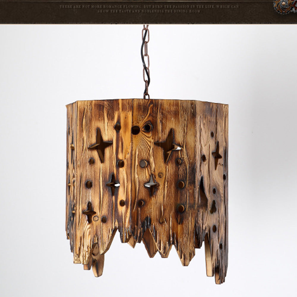 Austin Stern-Pendelleuchte, Metall & Holz - Lumpaz