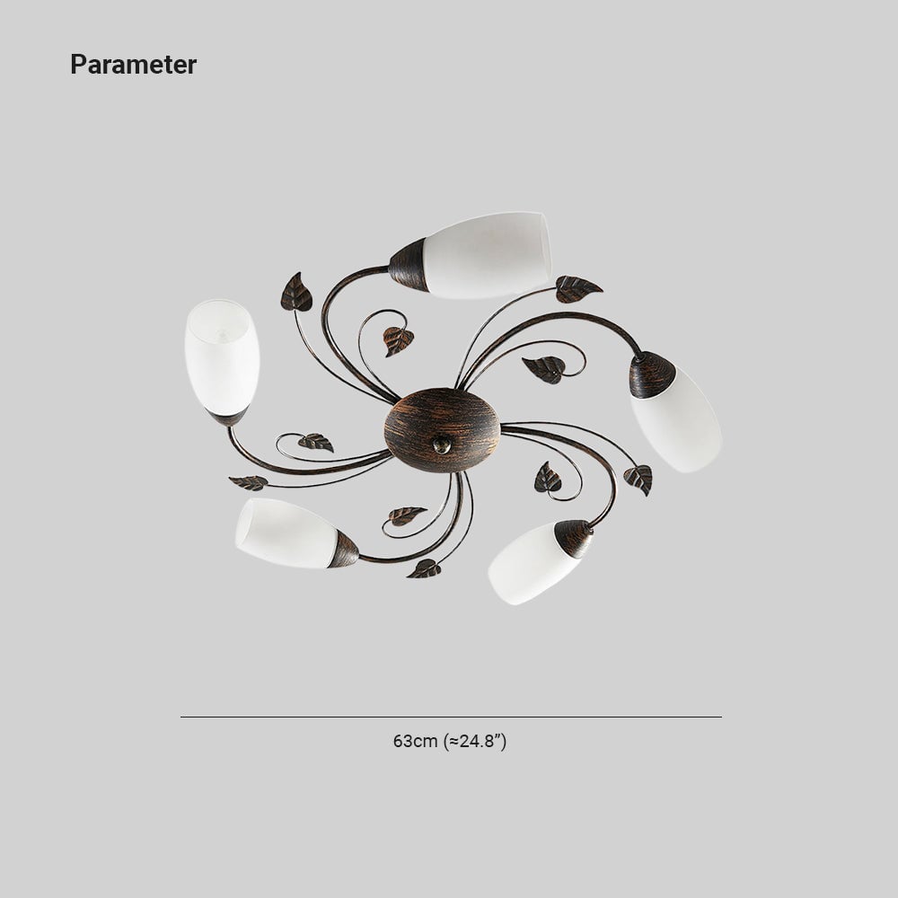 Eyrn Blatt Deckenleuchte, 3/5/6-flammig, 2 Farben, Metall & Glas - Lumpaz