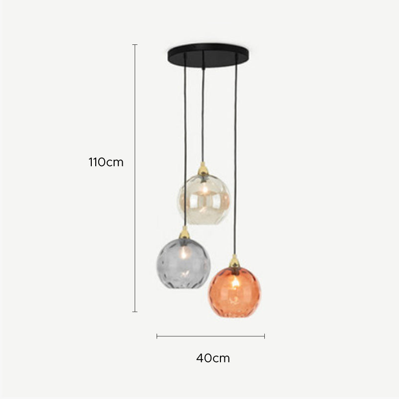 Hailie Pendelleuchte aus buntem Glas, 3 flammig - Lumpaz