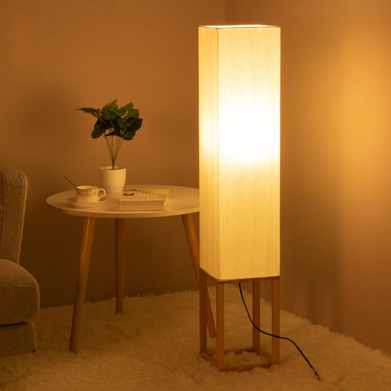 Ozawa Rechteckige Stehlampe, Holz & Textil, 119CM Lang - Lumpaz