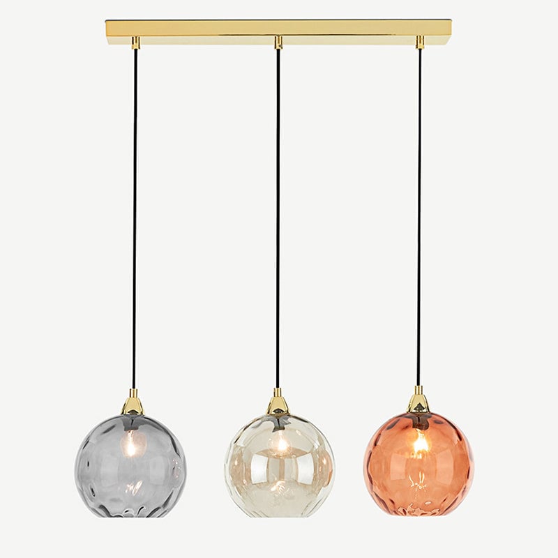 Hailie Pendelleuchte aus buntem Glas, 3 flammig - Lumpaz