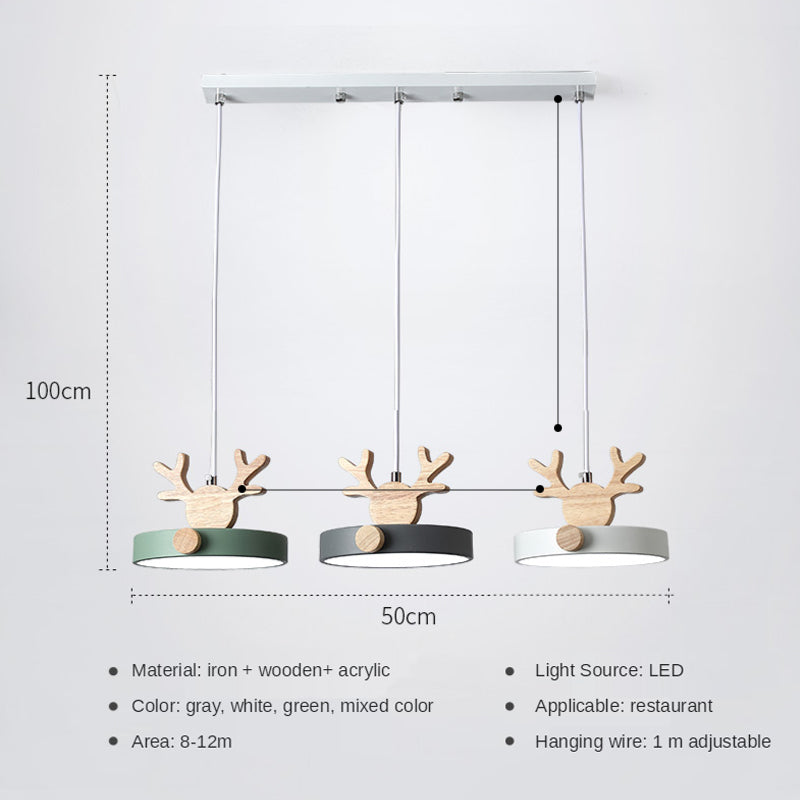 Morandi Holz LED Kronleuchter Hirschgeweih Pendelleuchte - Lumpaz