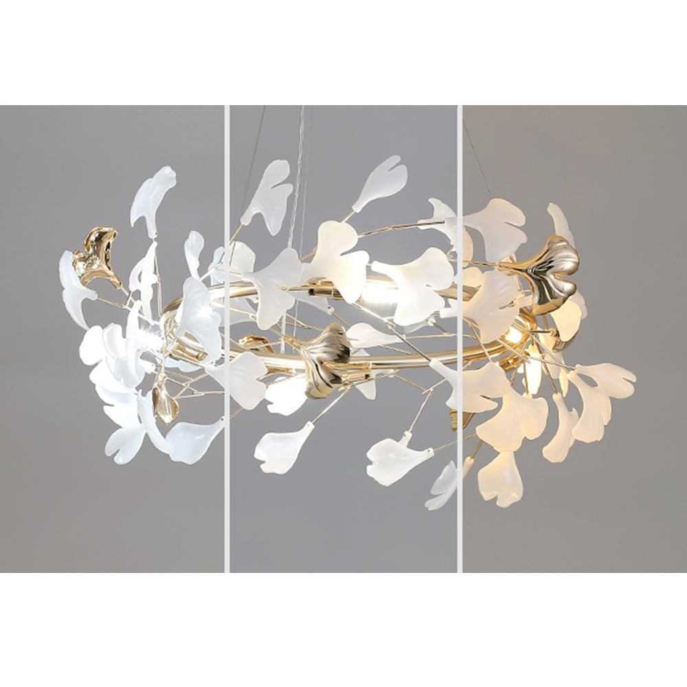 Olivia Runde Pendelleuchte, 38/48/64/66/84/72/84/88/96/104 Blätter, Keramik & Metall - Lumpaz
