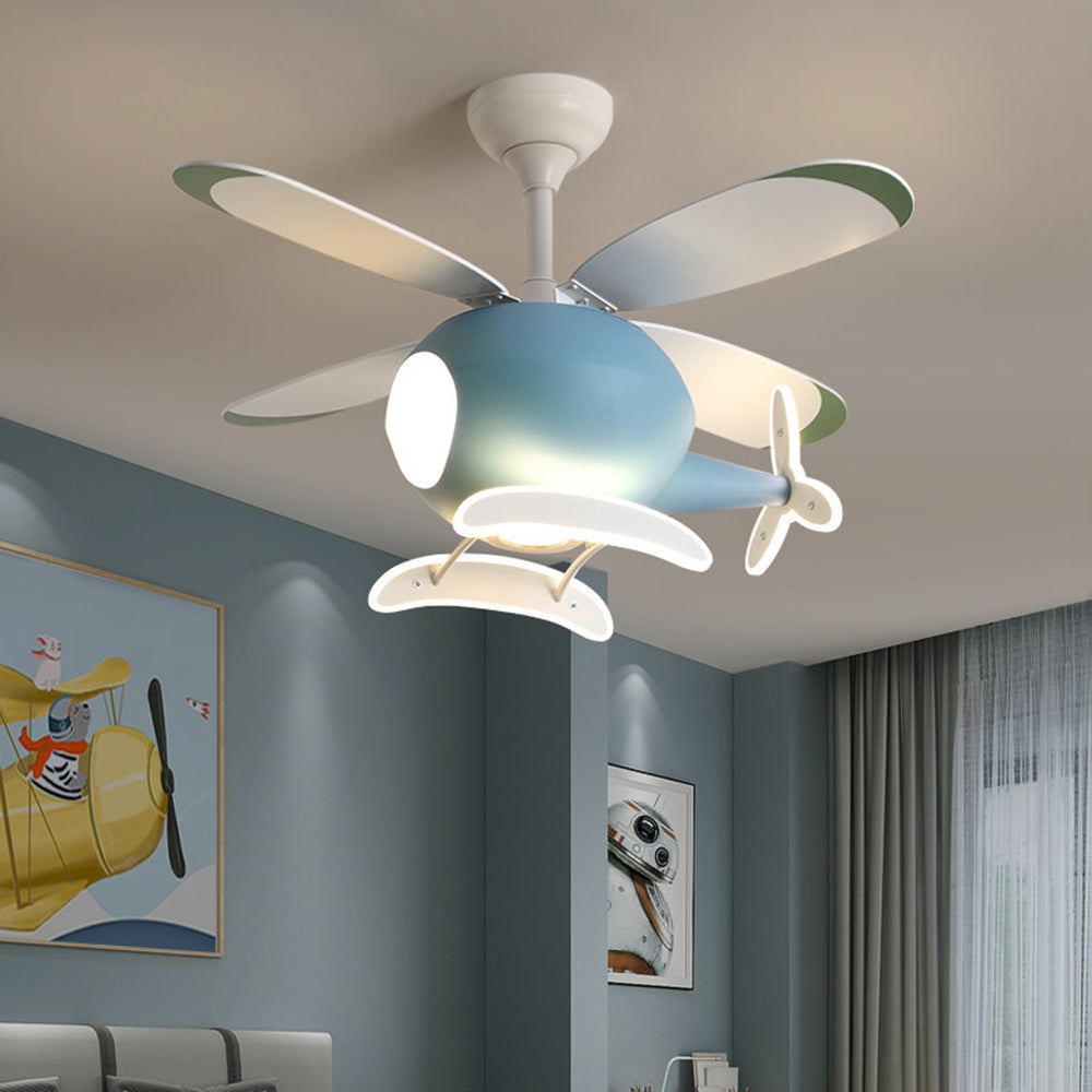 Minori 4-Blätter Blue Jet Deckenventilator, Metall & Holz, ∅90CM - Lumpaz