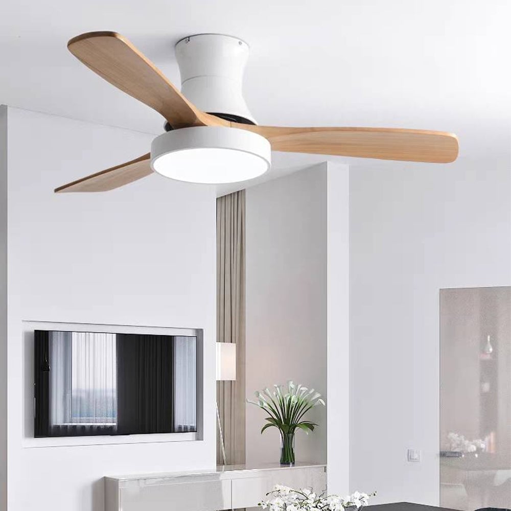 Walters 3-Blatt Deckenventilator mit Beleuchtung, Weiß & Grau, Metall & Holz, ∅132CM - Lumpaz