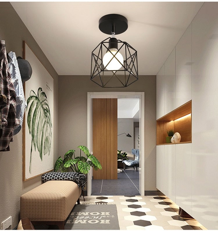 Vintage Deckenlampe E27 Schwarz/Weiß Verstellrichtung LED Deckenleuchten - Lumpaz