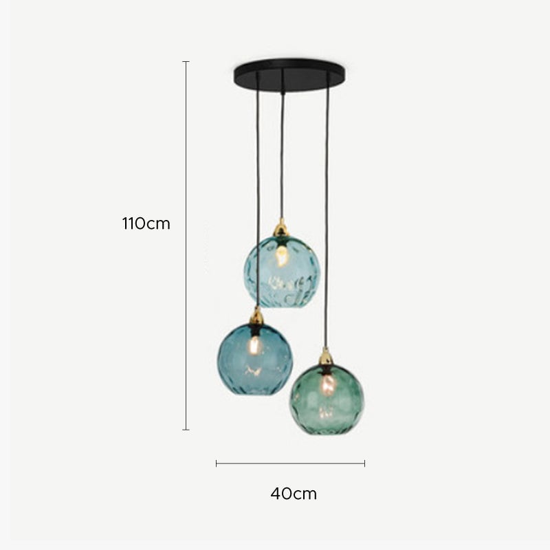 Hailie Pendelleuchte aus buntem Glas, 3 flammig - Lumpaz