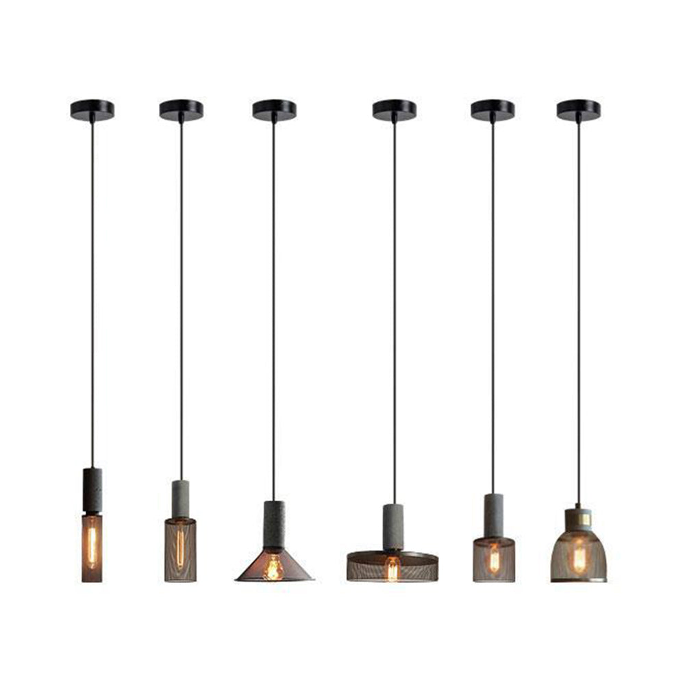 Zaid Industrielle Pendelleuchte, 6 Stile, Zement und Metall - Lumpaz