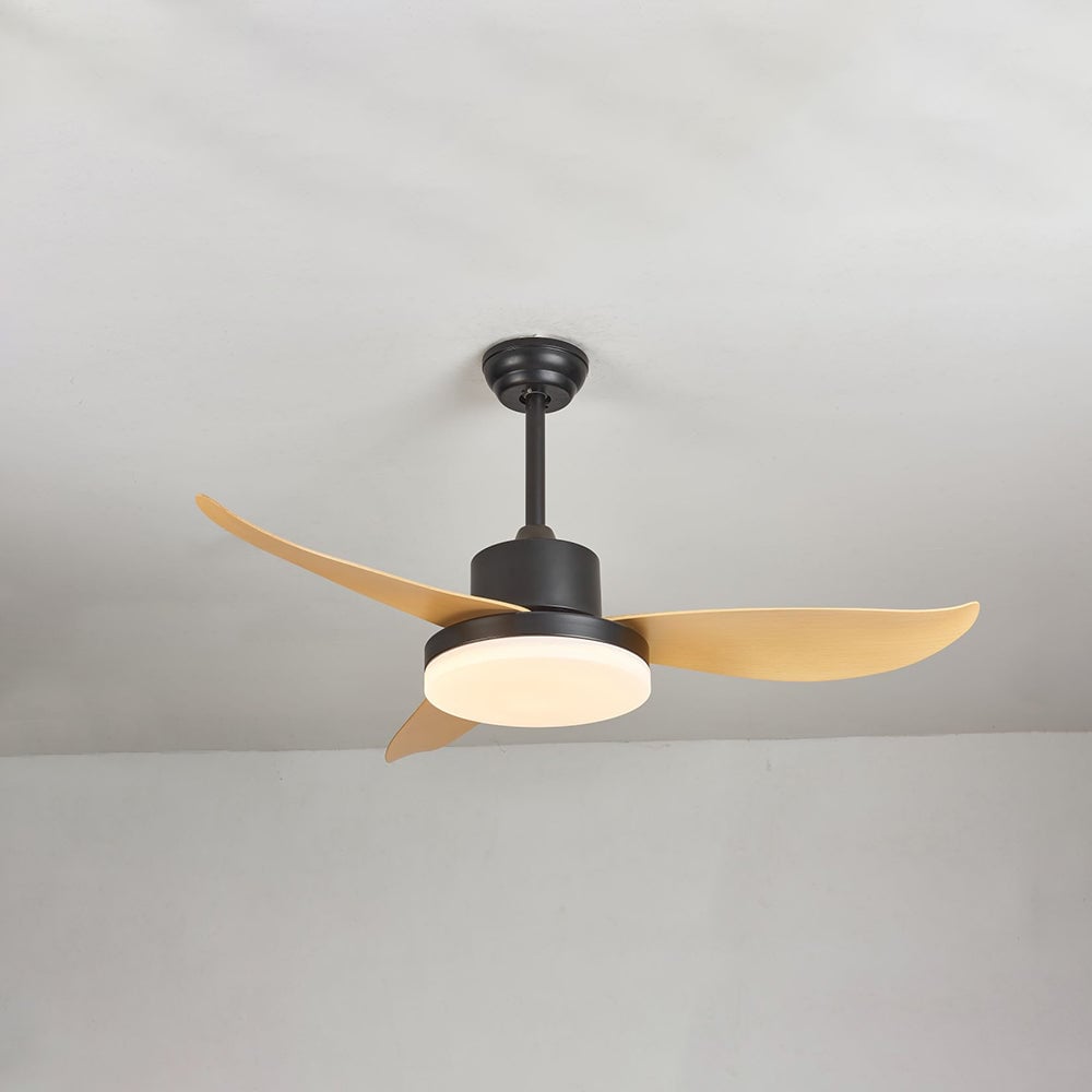 Haydn 3 Blätter Deckenventilator mit Beleuchtung, Metall & Acryl, ∅95/112CM - Lumpaz