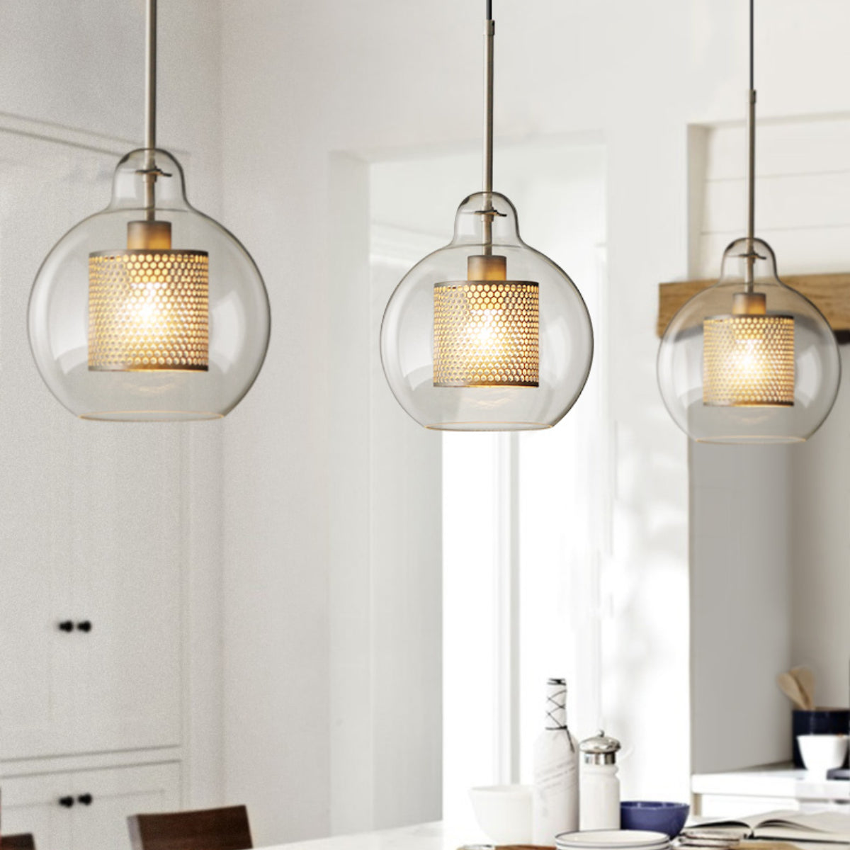 Nordische Industrielle Pendelleuchte aus Glas für Esszimmer, Restaurant - Lumpaz