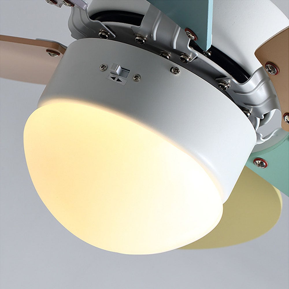 Morandi 5-Blätter Runder Deckenventilator, Metall & Holz, ∅90CM - Lumpaz