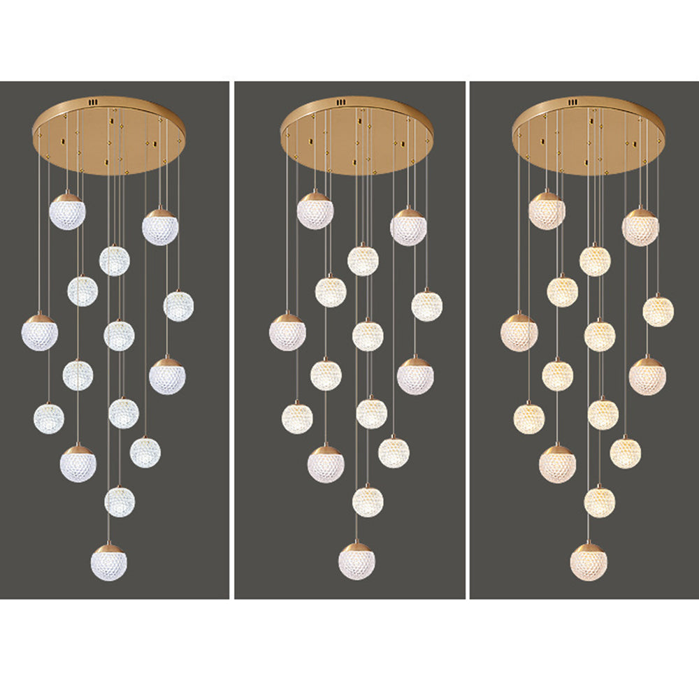 Jibril Treppenkronleuchter, 1/3/5/6/8/9/10/12/15/18/21/24-flammig - Lumpaz