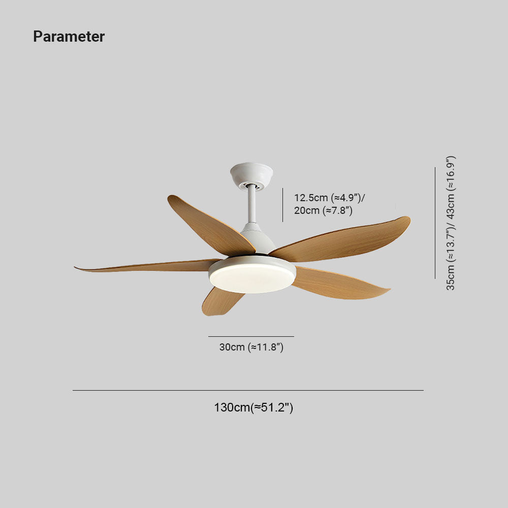 Ozawa Elementar Weiß und Schwarz 5 Blätter Deckenventilator mit Beleuchtung, Hölzern, ∅130CM - Lumpaz