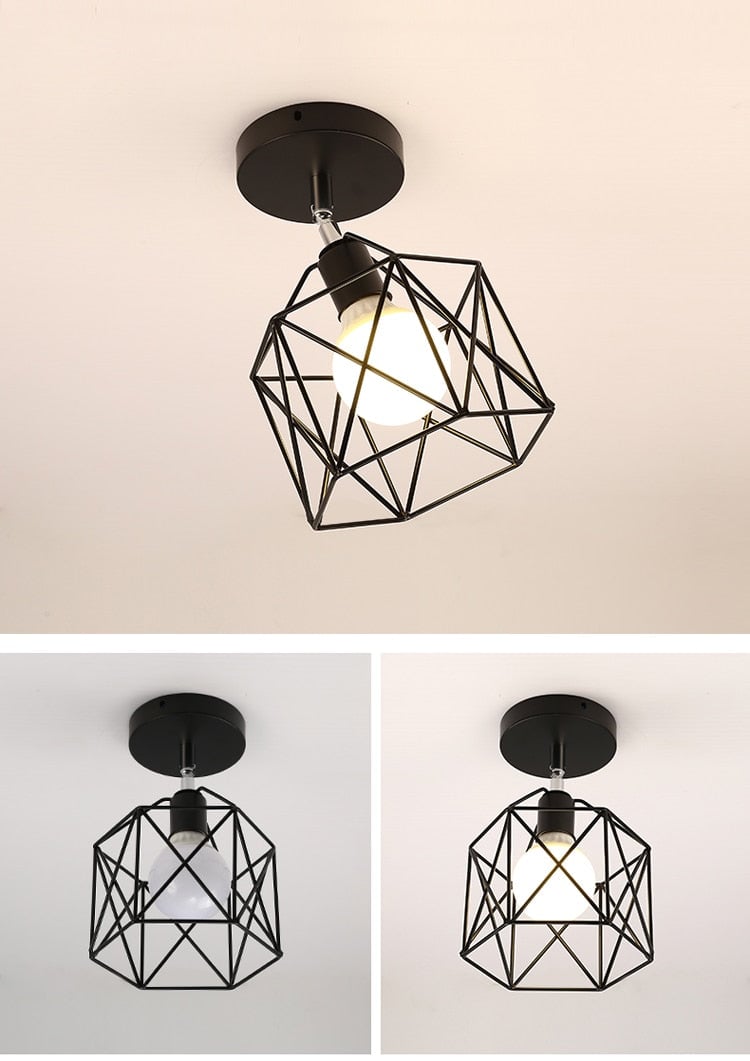 Vintage Deckenlampe E27 Schwarz/Weiß Verstellrichtung LED Deckenleuchten - Lumpaz